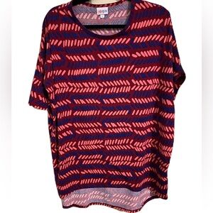 LouLaRoe Simply Comfortable Size S Red with Pink and Blue Arrows.